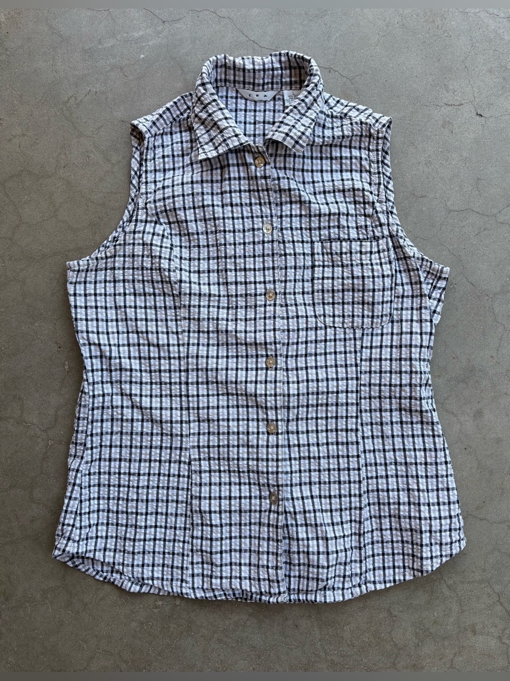 ERA L Women’s Western Crepe Plaid Sleeveless 100% Cotton Button Up Shirt